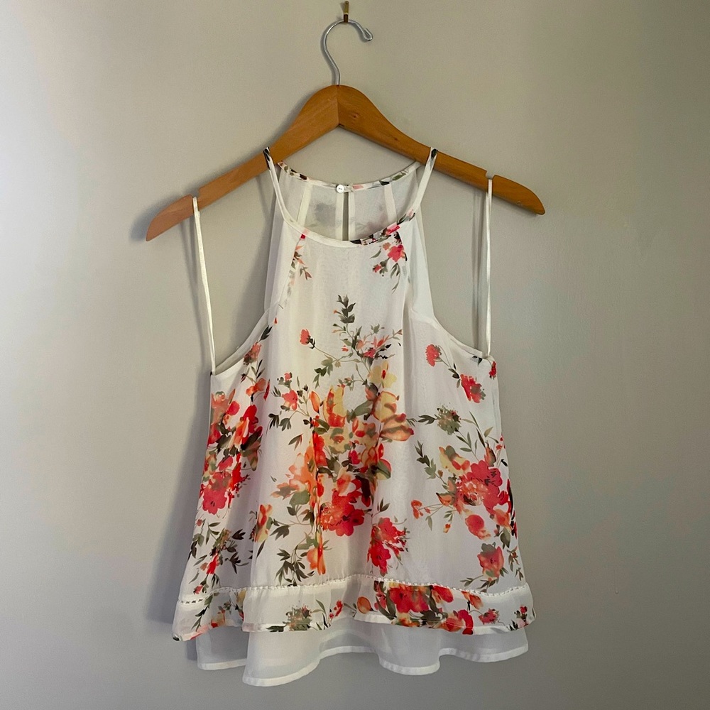 White Floral Summer Tank